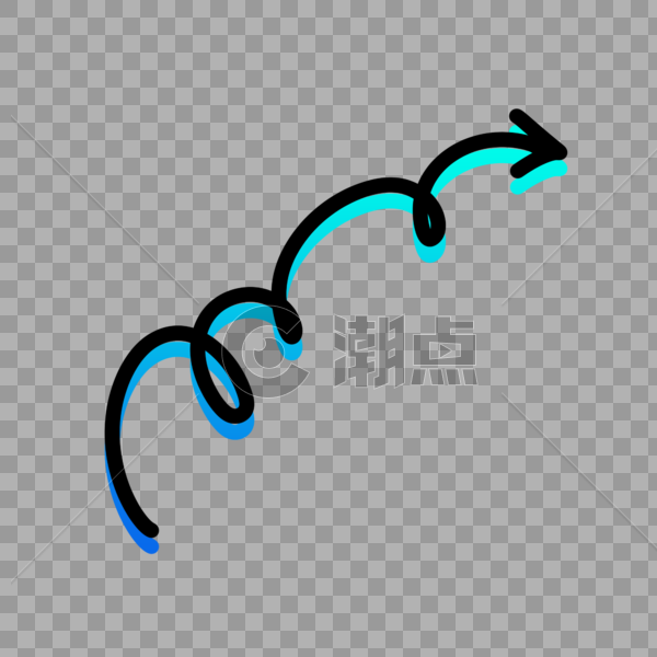 手绘渐变转弯箭头方向图片素材免费下载