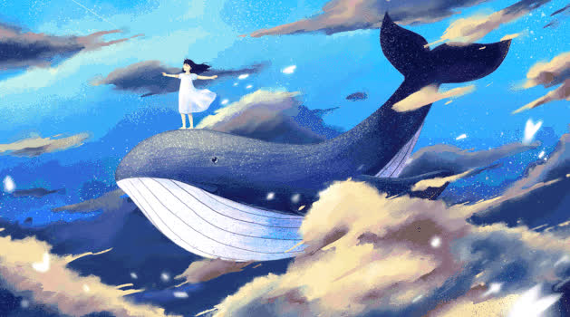 鲸背上的女孩GIF图片素材免费下载