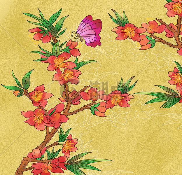 中国风国潮清新蝴蝶花图图片素材免费下载