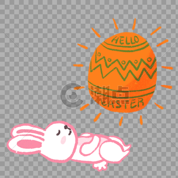搞怪创意小兔子复活节晒彩蛋太阳图片素材免费下载