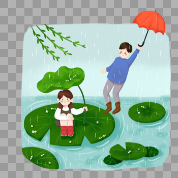 谷雨节日节气手绘插画元素图片素材免费下载