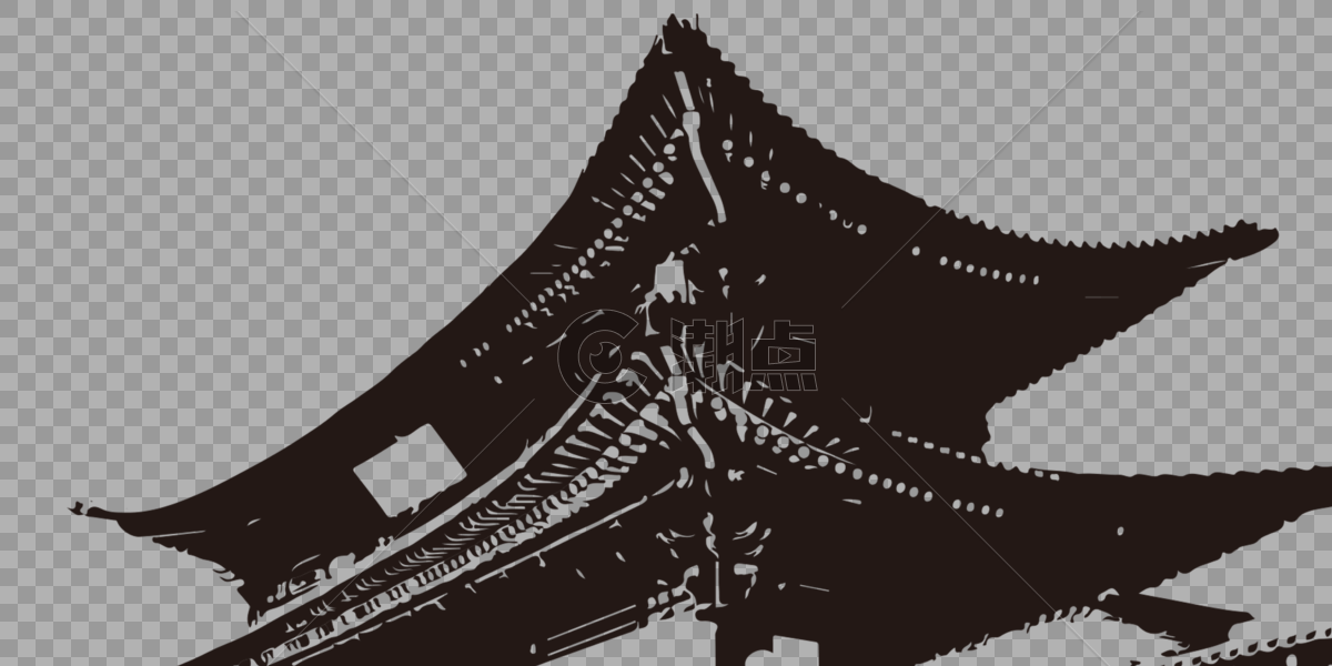 黑色中国古代传统建筑图片素材免费下载