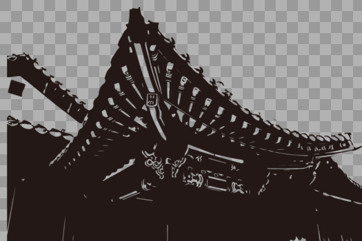 黑色中国古代屋檐图片素材免费下载