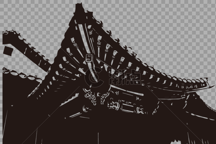 黑色中国古代屋檐图片素材免费下载