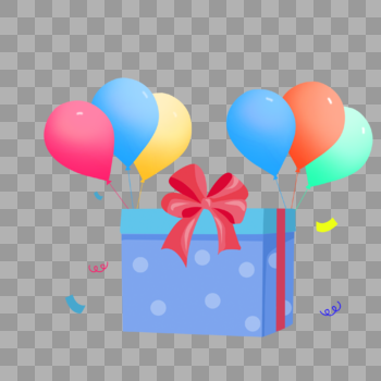 唯美礼物盒加气球图片素材免费下载