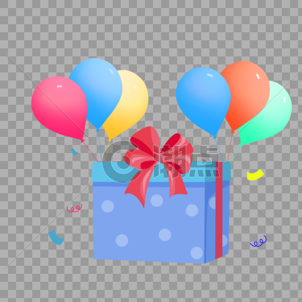 唯美礼物盒加气球图片素材免费下载