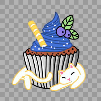 猫甜点--蓝莓纸杯蛋糕图片素材免费下载