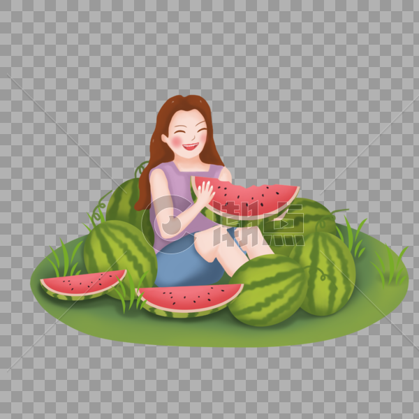 吃西瓜人物图片素材免费下载