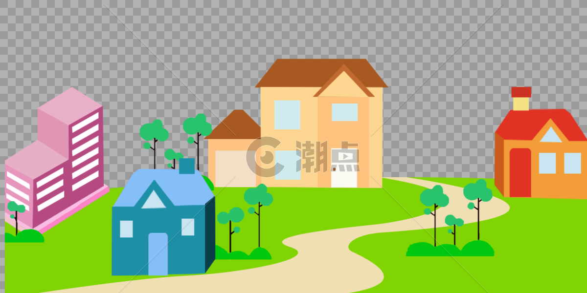 卡通可爱建筑小区房子图片素材免费下载