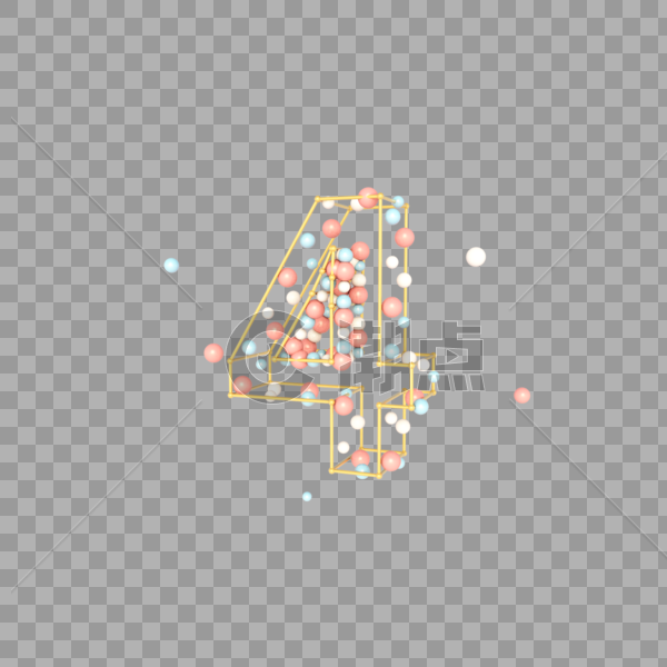 C4D立体创意小清新3D数字4设计元素1500*1500图片素材免费下载-编号327771-潮点视频