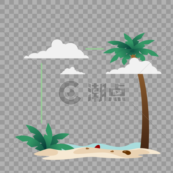 卡通椰子树边框图片素材免费下载