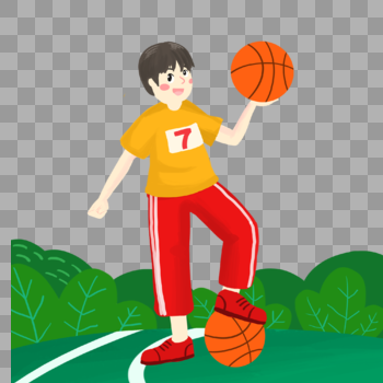 手拿篮球的男孩图片素材免费下载