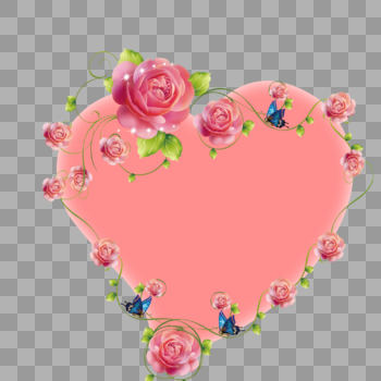 粉色桃心玫瑰花装饰边框图片素材免费下载