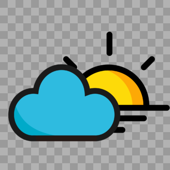 太阳云朵图标图片素材免费下载