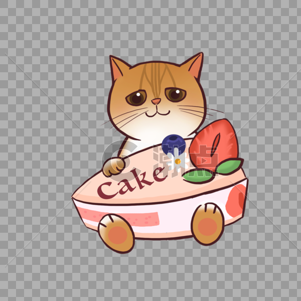 可爱猫咪甜品卡通小插画图片素材免费下载