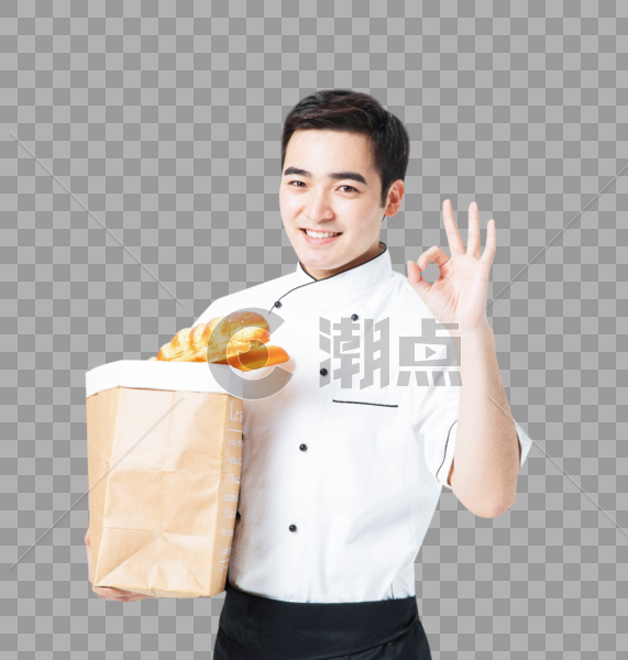 手拿面包的厨师图片素材免费下载