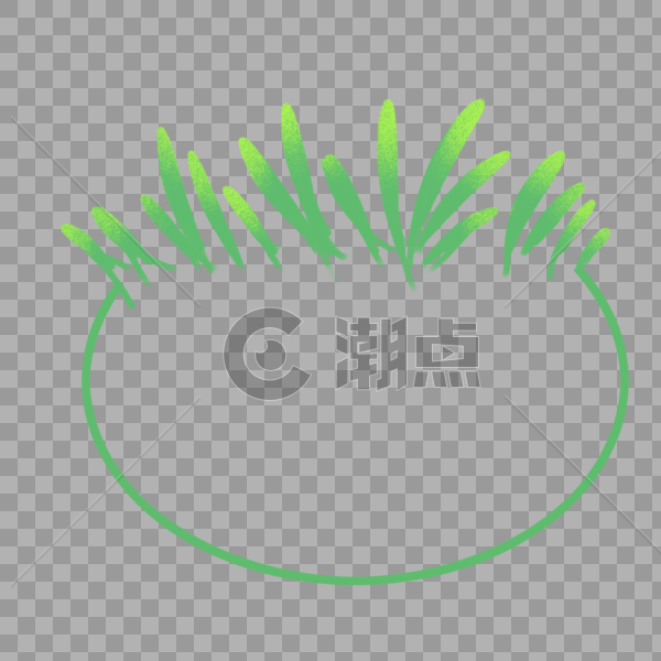 绿色草叶装饰椭圆形边框图片素材免费下载