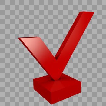 3D红色立体对号勾正确符号图片素材免费下载
