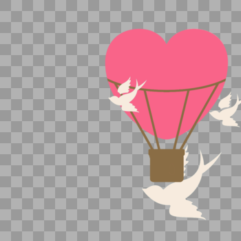 心形热气球图片素材免费下载