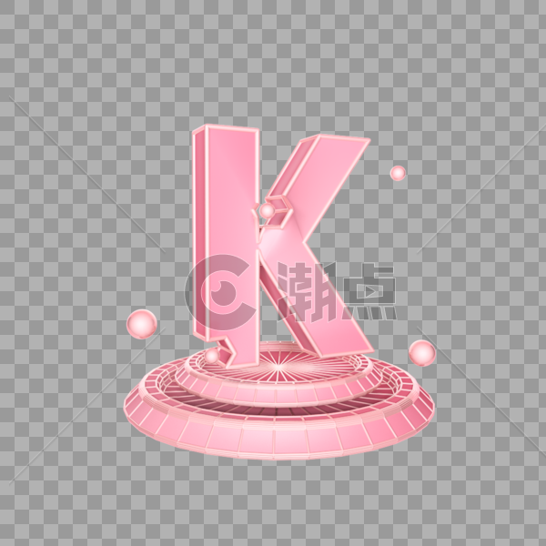 C4D立体粉色字母K插图图片素材免费下载