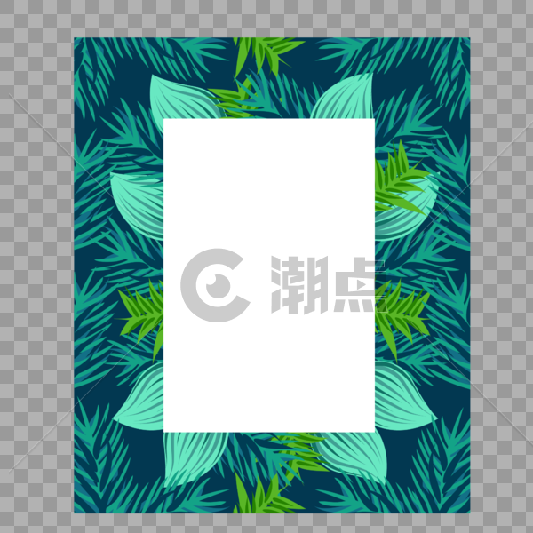 夏日海滩风树叶边框图片素材免费下载