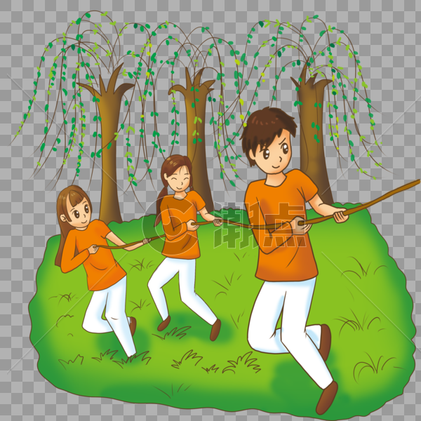 树林拔河游戏图片素材免费下载
