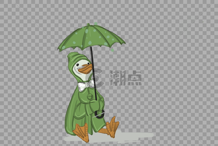 打伞坐着的鸭子图片素材免费下载