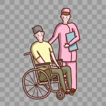 护士节护士照顾轮椅上的病人图片素材免费下载