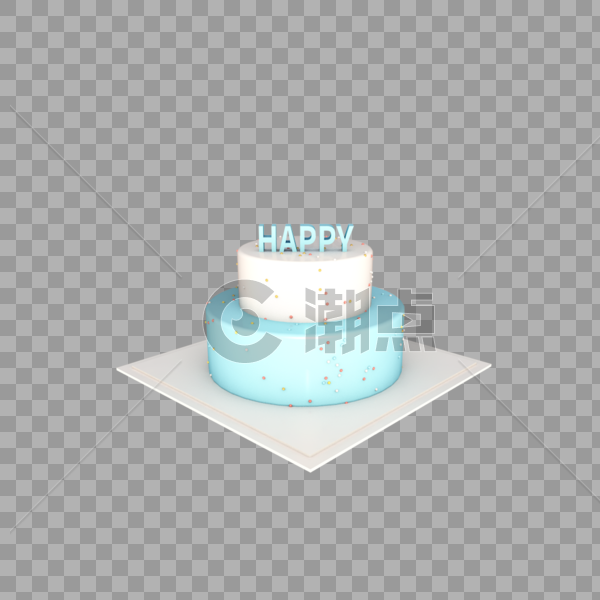 C4D立体电商装饰卡通生日蛋糕图片素材免费下载