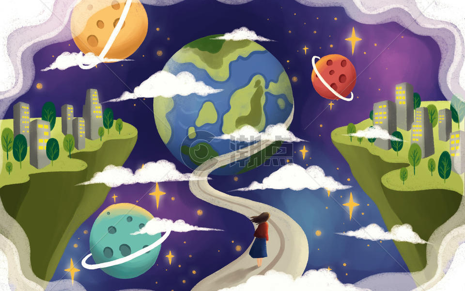 卡通风世界地球日图片素材免费下载