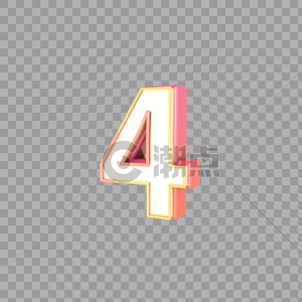 C4D立体数字4渐变唯美浪漫海报装饰3D数字4图片素材免费下载
