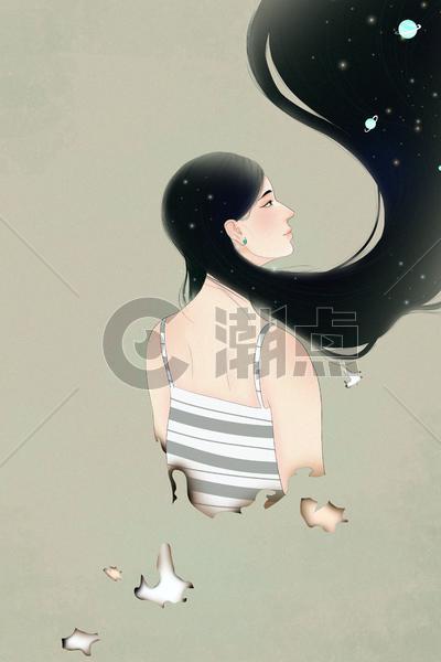 中国风古典小清新文艺女子插画图片素材免费下载
