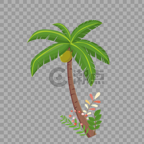 手绘夏季椰子树热带植物图片素材免费下载