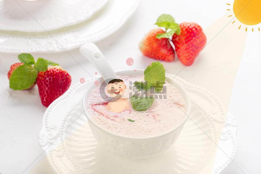 水果草莓奶昔创意摄影图片素材免费下载