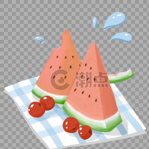夏天野餐几块西瓜水果图片素材免费下载