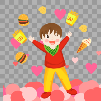 吃汉堡的男孩图片素材免费下载