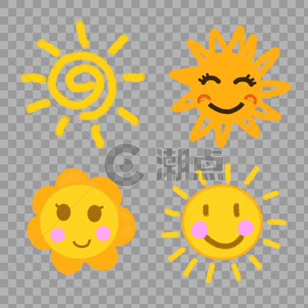 夏天水彩手绘太阳装饰图案图片素材免费下载