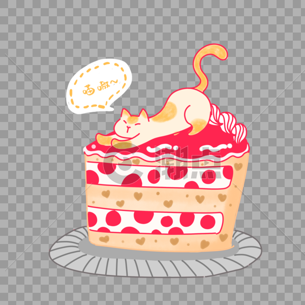 猫甜点--樱桃蛋糕图片素材免费下载