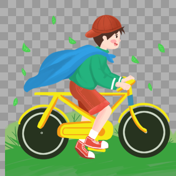 披斗篷的自行车男孩图片素材免费下载