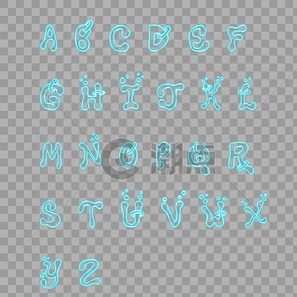 24个发光字母字体设计艺术字图片素材免费下载