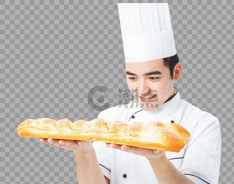 拿着面包的厨师图片素材免费下载