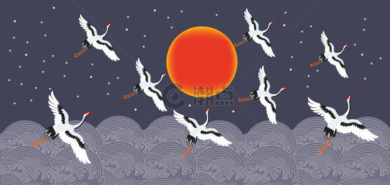 传统仙鹤图案图片素材免费下载