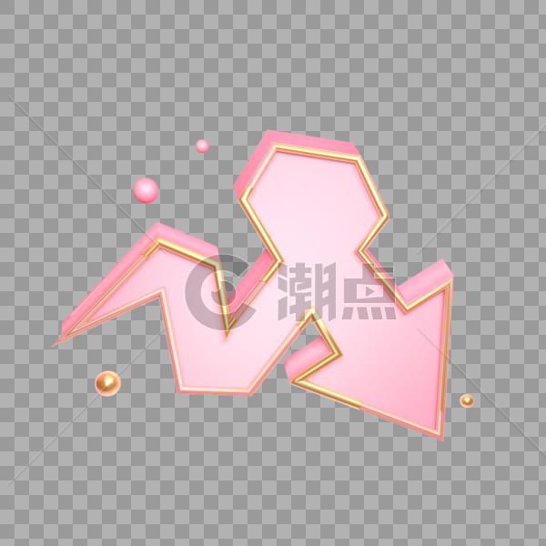 C4D立体粉色箭头图片素材免费下载