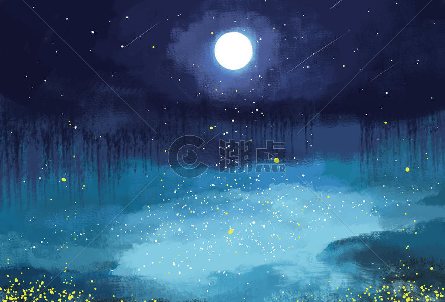 插画夜晚星空背景图片素材免费下载