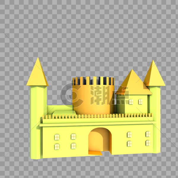 C4D城堡建筑插画图片素材免费下载