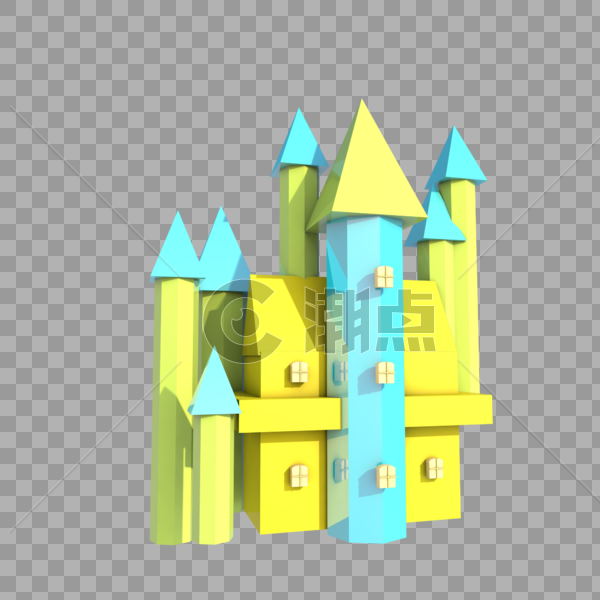 C4D城堡蓝色城堡图片素材免费下载