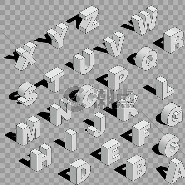 3D 26英文字母图片素材免费下载