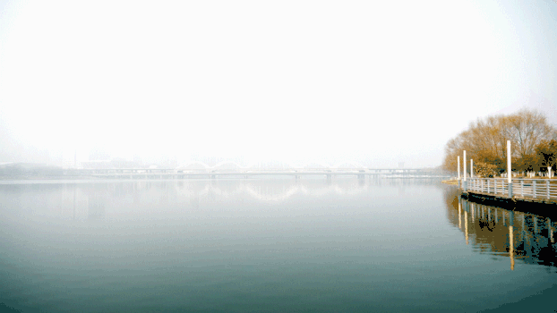 雾天平静水面GIF图片素材免费下载