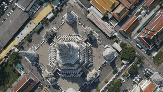 无人机航拍泰国曼谷湄公河寺庙宫殿GIF图片素材免费下载