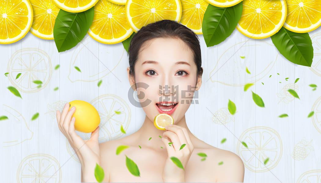 爱吃柠檬维生素的女人图片素材免费下载